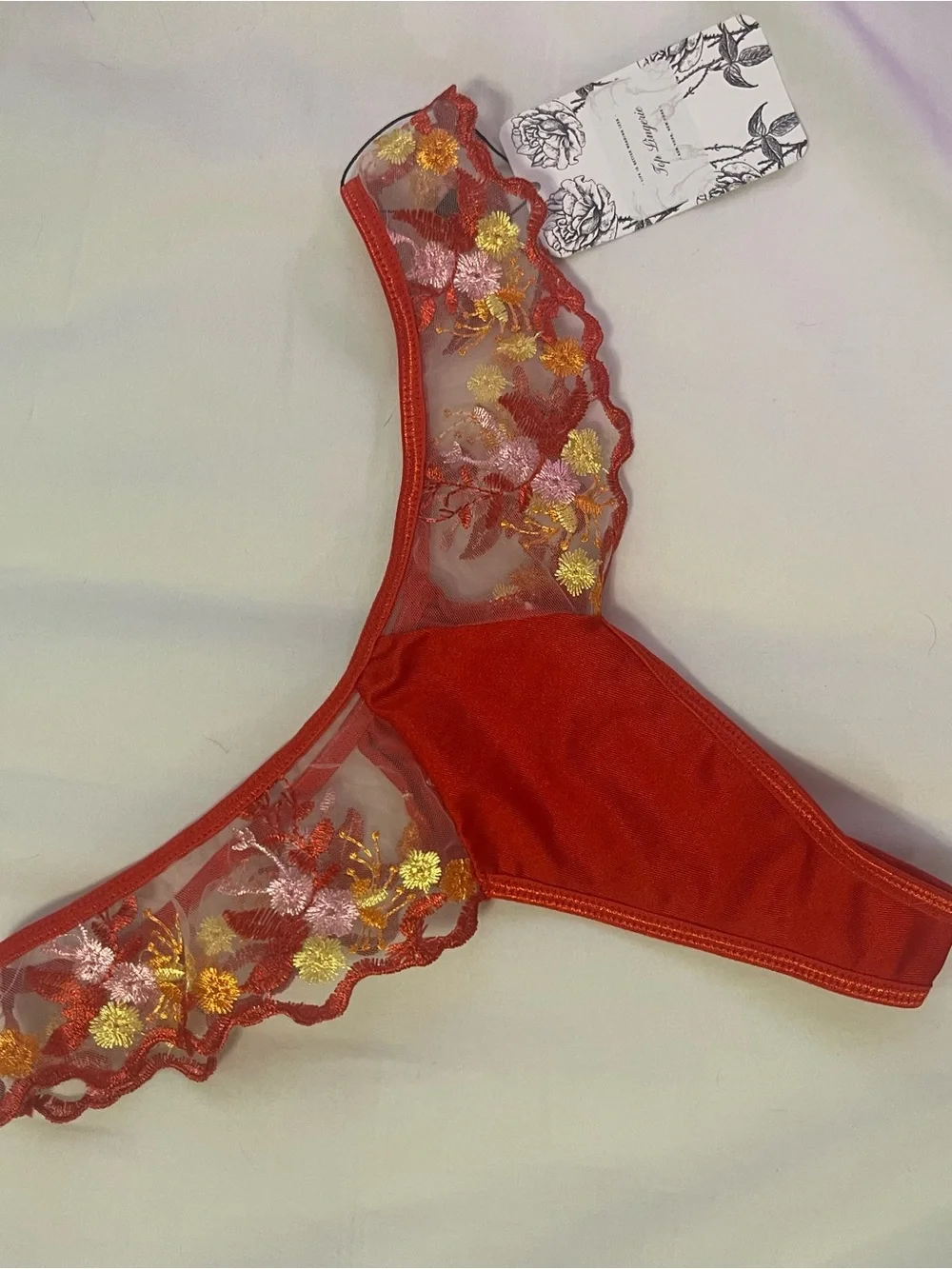Dolls Kill Red Floral Embroidered Satin Lingerie Set